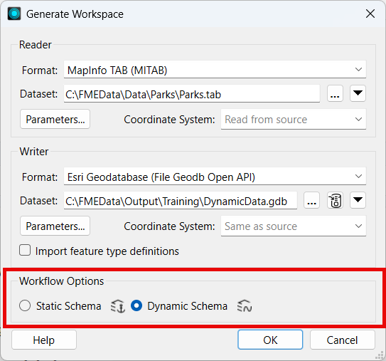 Dynamic Schema Workflow Option